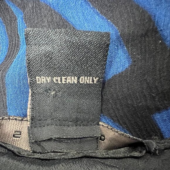 Silkland Womens Size Small Black & Blue Wrap Blouse 100% Silk - Picture 12 of 12